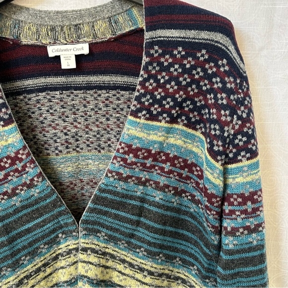 Coldwater Creek Blue and Brown Cardigan Sweater - Picture 6 of 13